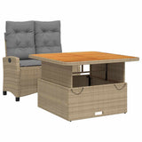 2 Piece Garden Dining Set with Cushions Beige Poly Rattan 3277427