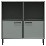 Bookcase with Metal Legs Grey 90x35x90.5 cm Solid Wood OSLO 351016