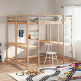 Loft Bed with Desk and Ladder 140x200 cm Solid Wood Pine 3284236