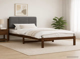 Bed Frame with Upholstered Headboard Dark Brown and Light Grey 904118
