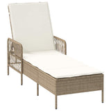 Sun Lounger Beige and Cream White 55 x 200 x 92 cm Poly Rattan 365429