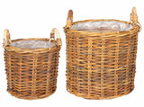 Planter Basket GENDT 2 pcs Natural Brown Kubu Rattan 42020958