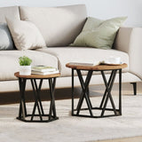 ZNTS Nesting Side Tables - Rustic Wood Look, Made of Engineered Wood 868247