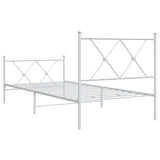 Metal Bed Frame without Mattress with Footboard White 90x200cm 376562