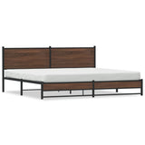 Metal Bed Frame without Mattress Brown Oak 200x200 cm 3301412