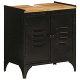 2 Piece Bathroom Furniture Set Iron and Solid Wood Mango 3217109