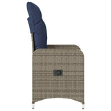 Reclining Garden Chair with Cushions Grey Poly Rattan 365684