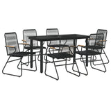 7 Piece Garden Dining Set Black PVC Rattan 3099212