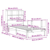 Bookcase Bed without Mattress White 90x200cm Solid Wood Pine 3322661