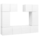 6 Piece TV Cabinet Set White Engineered Wood 3078698
