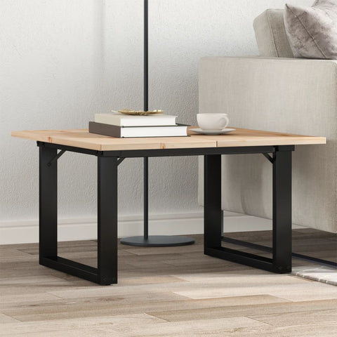 ZNTS Coffee Table O-Frame 70x70x40 cm Solid Wood Pine and Steel 3282661