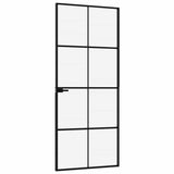Interior Door Black 83x201,5 cm Tempered Glass&Aluminium Slim 153663