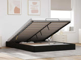 Ottoman Bed Frame Black Queen Size Fabric 3403070