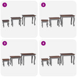 Nesting Table Set 3 Pieces Solid Mahogany Wood 244505