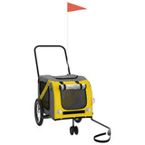 Pet Bike Trailer Yellow and Grey Oxford Fabric and Iron 93896
