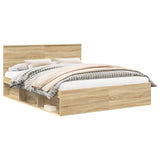 Bed Frame with Headboard Sonoma 160 x 200 cm Solid Pine Wood 3410575