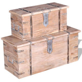 Two Piece Storage Chest Set Acacia Wood 244054