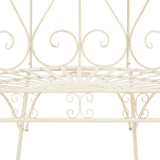 Garden Bench Antique White Wrought Iron Medium Decorative Inlays 45432