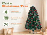 6FT Green Warm White Fiber Optic Christmas Tree with 230 Tips, Star, Pine Cone & Red Berry 35261945