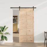 Sliding Door Brown 80 x 208 cm Solid Pine Wood 3381155