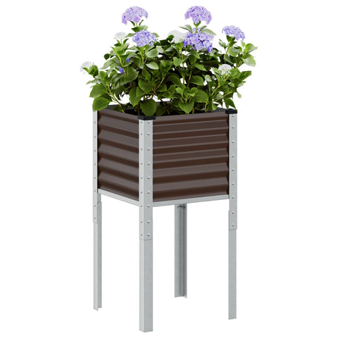 ZNTS Garden Planter Brown 45x45x88 cm Steel 4008965