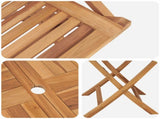 5 Piece Folding Garden Bistro Set Natural Solid Teak Wood 3434101