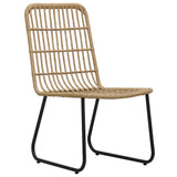 Dining Set Oak and Black Poly Rattan, Powder-Coated Steel, Glass 3060231