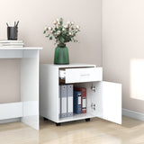 Rolling Cabinet High Gloss White 45x38x54 cm Engineered Wood 808446
