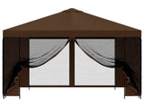 Garden Gazebo with Sidewalls 3 x 3 m Brown Polyester and Steel 900372
