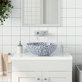 Countertop Basin White and Blue Round 41x14 cm Ceramic 155050