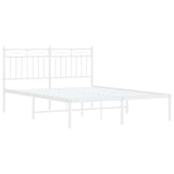Metal Bed Frame without Mattress with Headboard White 135x190cm 373739