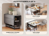 HOMCOM Four-Person Drop Leaf Table - Grey Wood-Effect T3398P549124