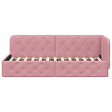 Corner Bed Frame with Headboard Pink 80 x 200 cm Velvet 42016516