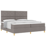 Box Spring Bed with Headboard Taupe 200 x 200 cm Fabric 3339725