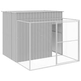 Dog House with Run Light Grey 214x253x181 cm Galvanised Steel 3189125