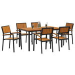 Garden Dining Set 7 pcs Black and brown 150 x 90 x 75 cm 3284416