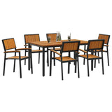 Garden Dining Set 7 pcs Black and brown 150 x 90 x 75 cm 3284416