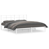 Metal Bed Frame without Mattress with Headboard White 183x213cm 355615