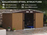 9 x 6ft Metal Garden Shed, Outdoor Storage Tool House with Ventilation Slots, Foundation Kit and T3398P325277