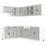 ZNTS 11 Piece Kitchen Cabinet Set Kalmar Concrete Grey Engineered Wood 3314885