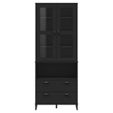 Highboard VIKEN Black 80x40x200 cm Solid Wood Pine 3207142