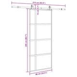 Sliding Door with Hardware Set Black 90x205 cm Tempered Glass 3375979