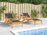 Outdoor Deck Chairs with Table Solid Wood Acacia and Textilene 3120443