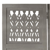 Hand Carved 5-Panel Room Divider Grey 200x165 cm Solid Mango Wood 285333