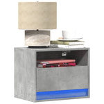 ZNTS Wall-mounted Bedside Cabinet with LED Lights Concrete Grey 852067