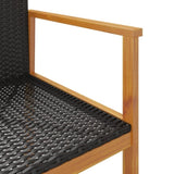 Garden Chairs 2 pcs Black Poly Rattan&Solid Wood 368708