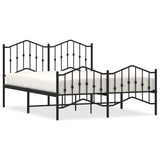 Metal Bed Frame without Mattress with Footboard Black 140x200cm 373808