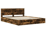 Bed Frame with Drawer Smoked Oak 160 x 200 cm Engineer Wood 3411100