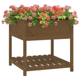 ZNTS Planter with Shelf Honey Brown 82.5x82.5x81 cm Solid Wood Pine 823797