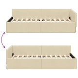 Corner Bed Frame with Headboard Cream 90 cm x 200 cm Velvet 42016049